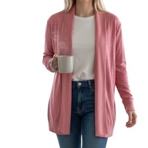 GAP Womens Open Front Shawl Collar Cardigan Sweater Heather Rose Pink Large